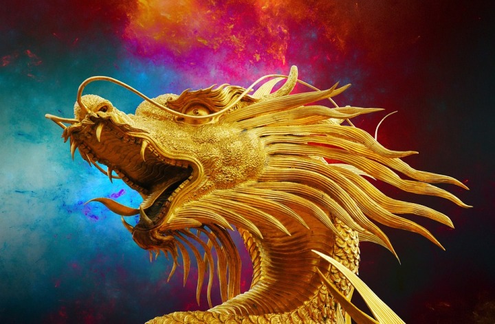 Dragon Broncefigur Thailand Golden Dragon
